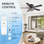 Ventilateur de plafond 52 pouces avec éclairage, télécommande, moteur silencieux à haute efficacité-129604007