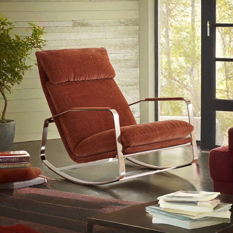 Chaise berçante moderne rembourrée, Rouge