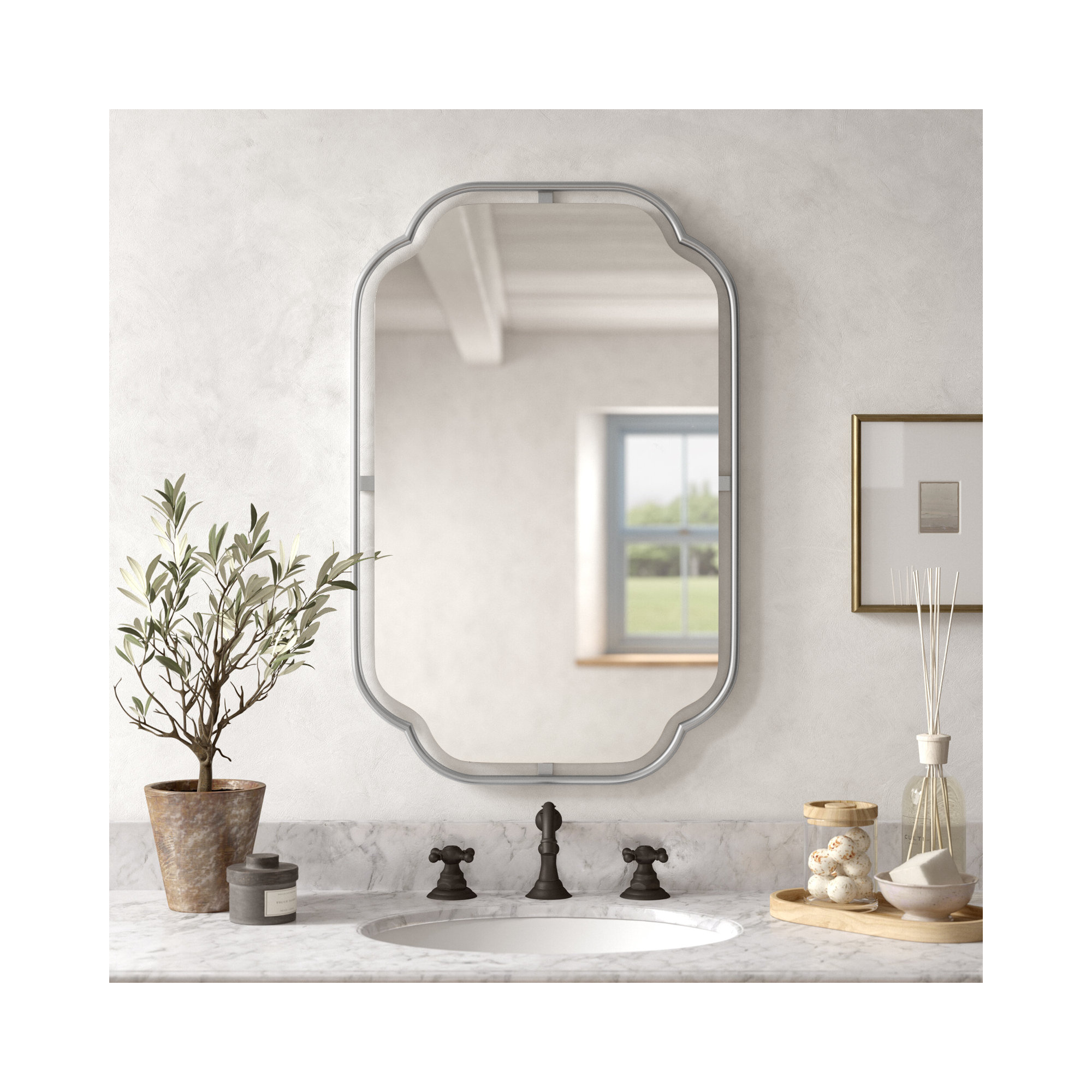 Moors Modern & Contemporary Accent Mirror, 34" H x 22.25" W, Silver