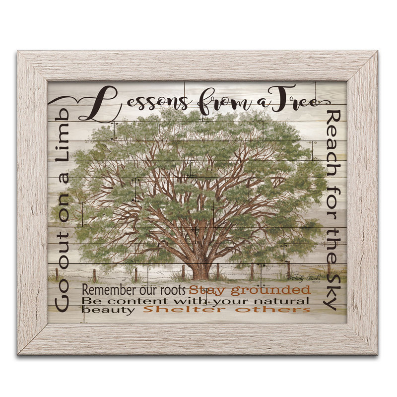 «Lessons from a Tree», impression, H 12 po x l 16 po x P 0,75 po, Cadre blanc vieilli