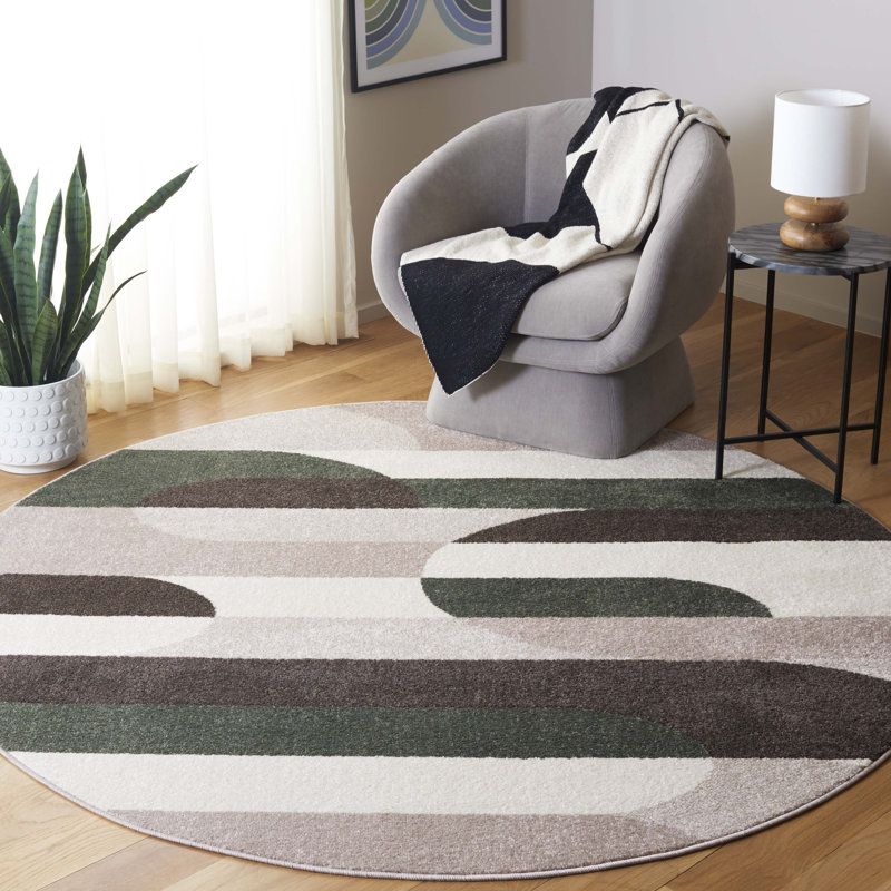 Tapis à motif géométrique Trevorr, Rond 6 pi 7 po