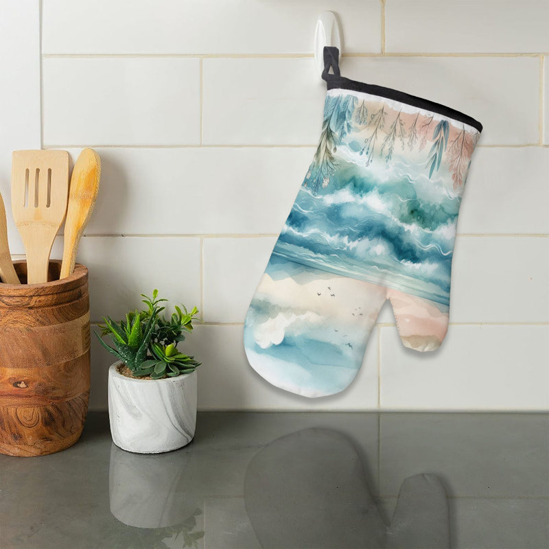 Deep Blue Waves Oven Mitt Cotton Twill