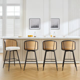 Cane Back Swivel Upholstered Counter & Bar Stool
