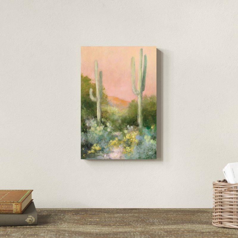 «Sunrise Desert I» par Julia Purinton - peinture sur toile tendue, H 12 po x l 8 po
