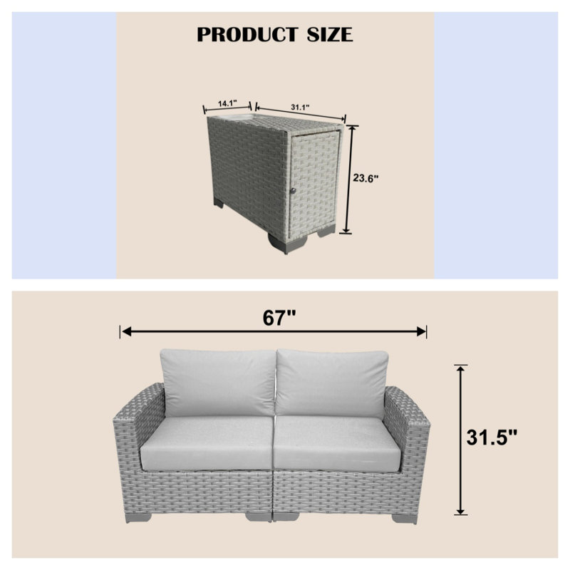 Outdoor Sofa Sets 4 (2 Boxes), Gray