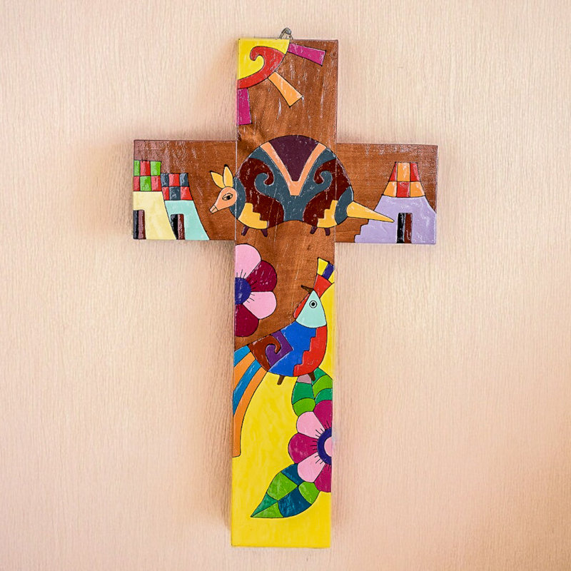 Croix murale en bois Rosalind Wheeler faite à la main Nature & Peace