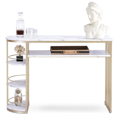 Patrisa 44.8" Modern Console Table with Storage and Faux Marble Veneer Top