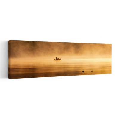 Art doré pêche dorée paisible au lever du soleil