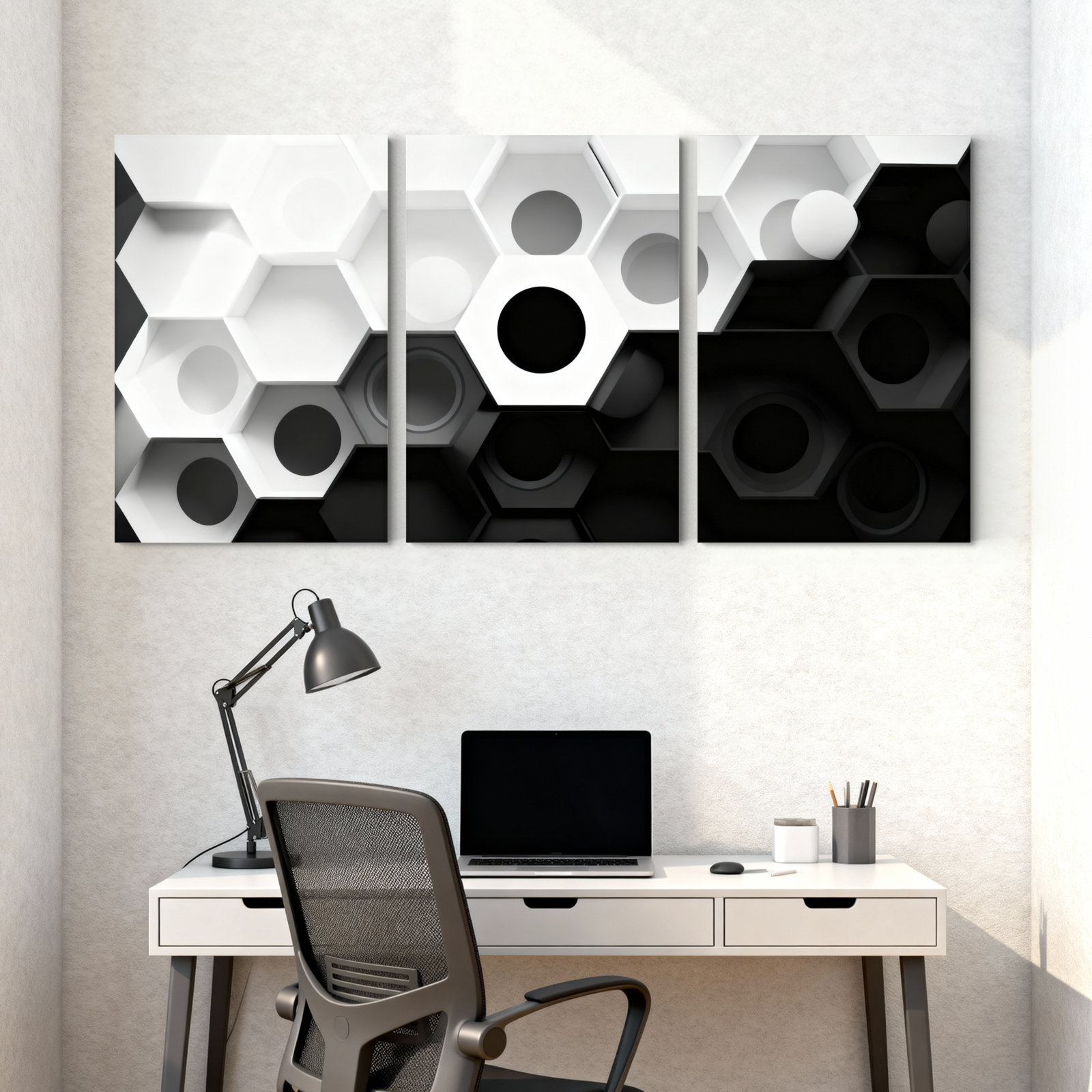 Wrought Studio™ Geometric Hexagon Pattern Abstract Canvas Wrapped Wall ...