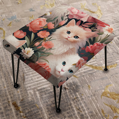 Floral Felines Delights - Floral Rectangle Ottoman