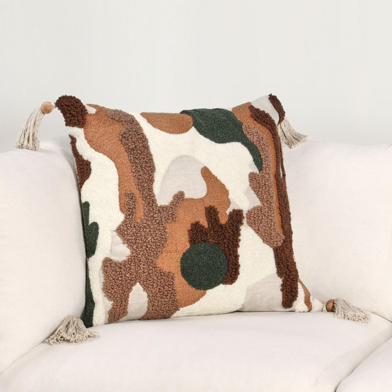 Caney 22" Linen Blend Fabric Multi-Color Throw Pillow