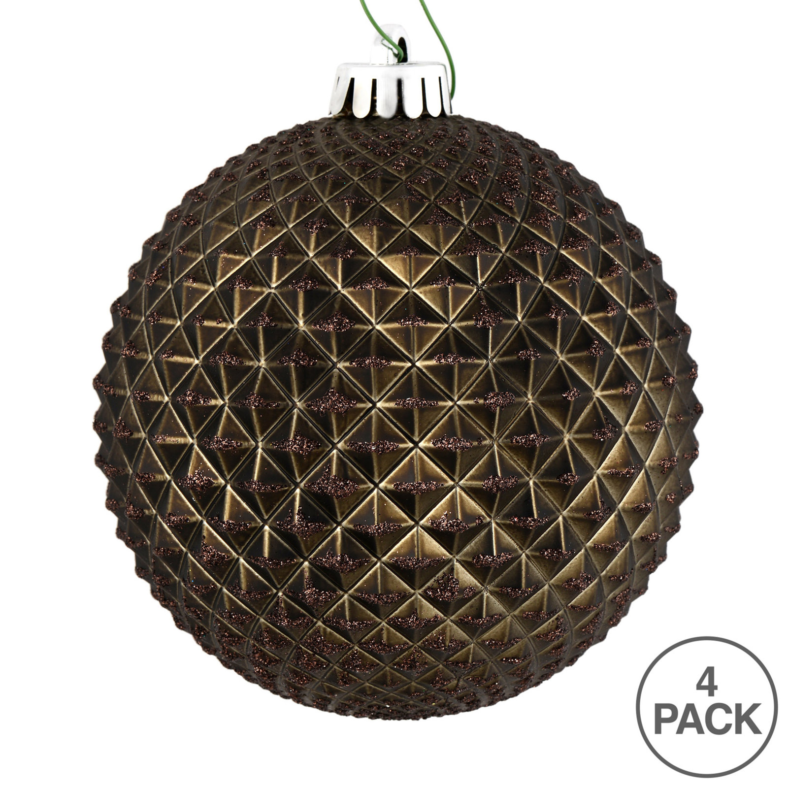 Shatterproof Bauble, Gunmetal, 6" H x 6" W x 6" D