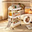 3 Tier Metal Rolling Storage Trolley with Mesh Shelves and Handle, Slim Utility Cart with Lockable Wheels for Kitchen Bathroom Laundry Office and Craft Storage, White