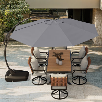 Groveman 12 Ft Detachable Aluminum Offset Patio Cantilever Umbrella With Base