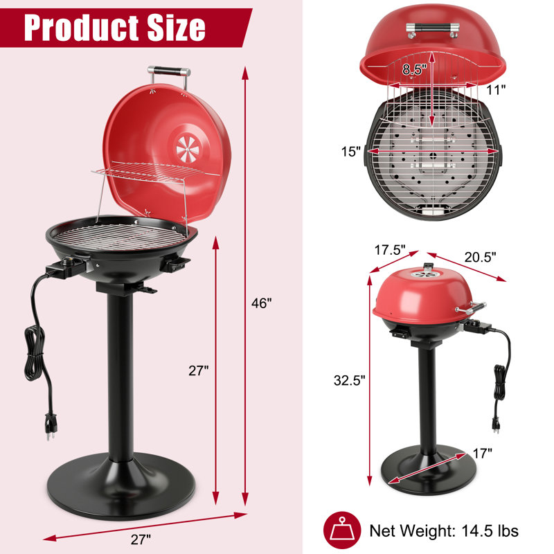 Barbecue électrique sur pied Topbuy, Rouge / noir