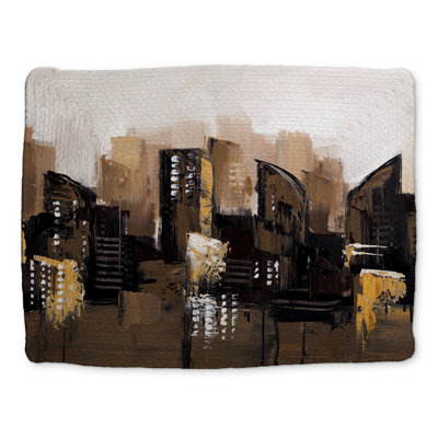 Brown Abstract Cityscape Braided Placemat | Home Decor