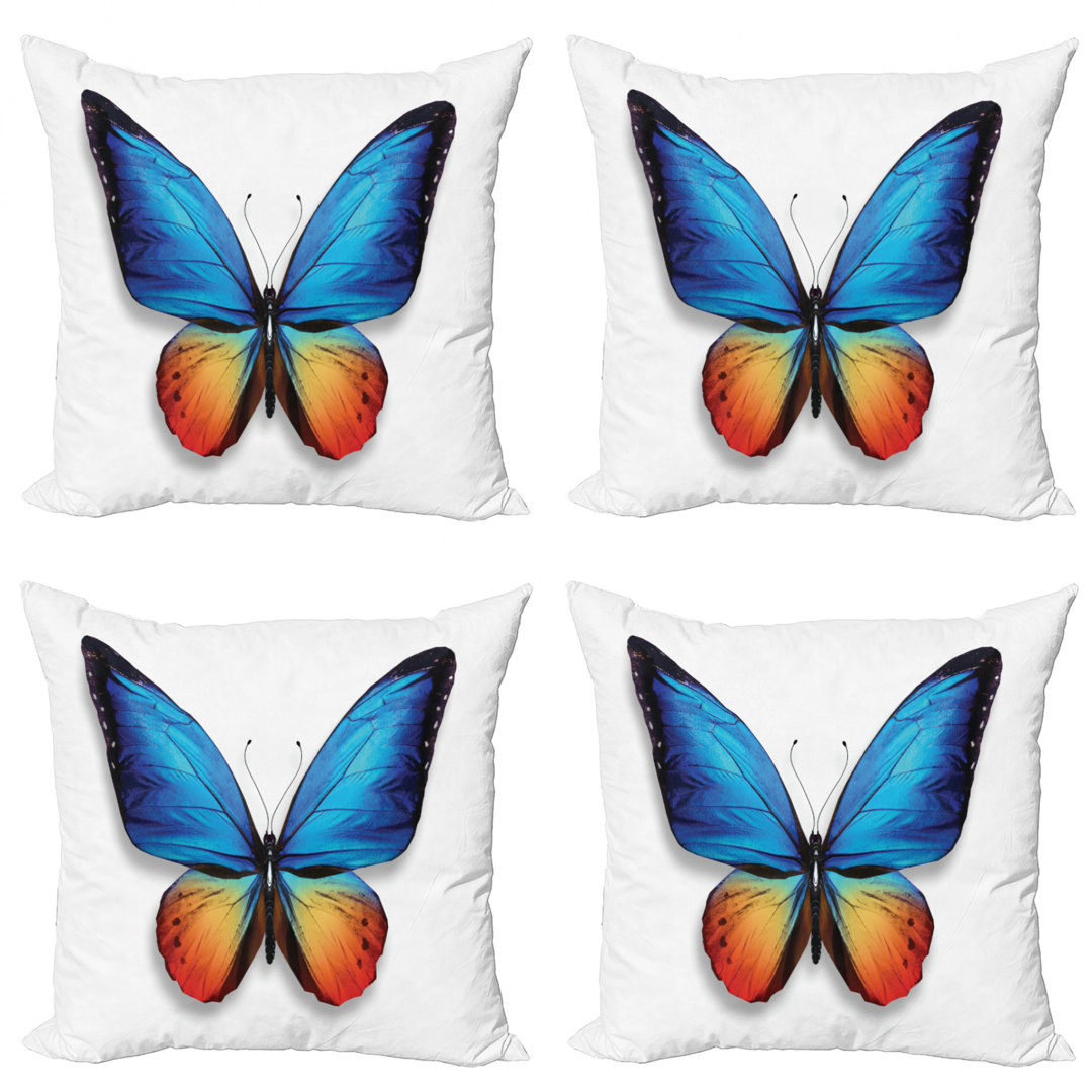 Ambesonne Butterfly Throw Pillow Cushion Case Pack Of 4, Big Butterfly Manifests Never Ending Cycle Of Life Self Transformation, Modern Accent Double-Sided Digital Printing, 18", Orange Blue Black (Set of 4) Ambesonne 