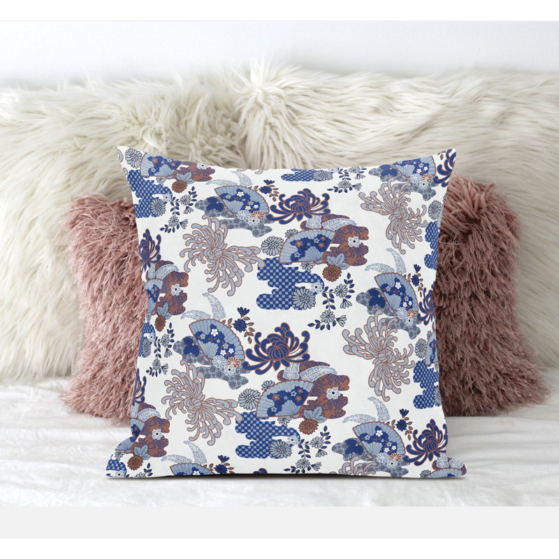 Square Cushion, 41cm H x 41cm W, Blue/White/Orange