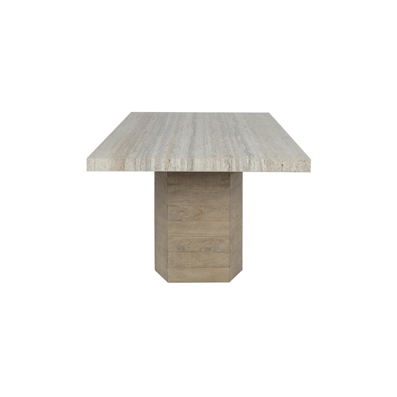 Ravenna 84" Natural Reclaimed Wood and Marble Dining Table