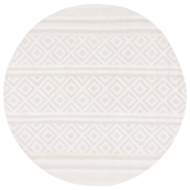 Charol Hand Tufted Performance Geometric Rug, Round 6'