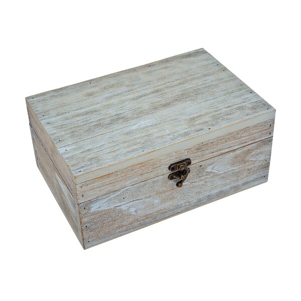 Philip Whitney Rustic Wood Box for Trinket Jewelry - Antique Grey Blue