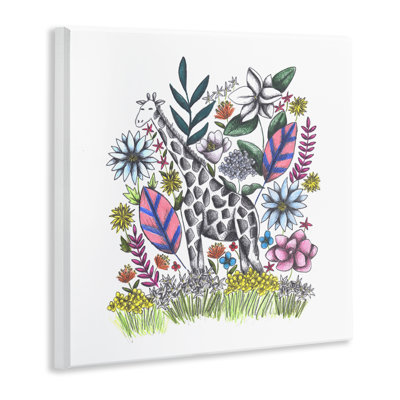 Girafe au milieu des fleurs, plaque murale, design par Cecilia Battaini
