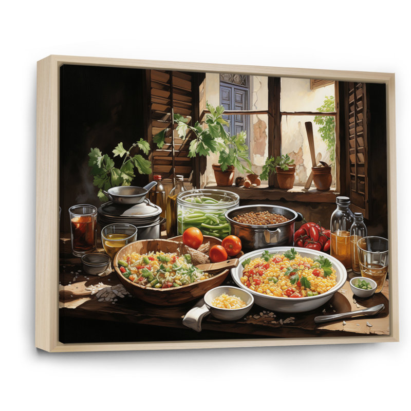 Cuban Cuisine Flavorful II - Food & Beverage Wall Art Prints, 24" H x 32" W, Cadre naturel flottant