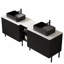 Meuble-lavabo avec lavabo en verre noir transparent et plateau en pierre frittée-129865349