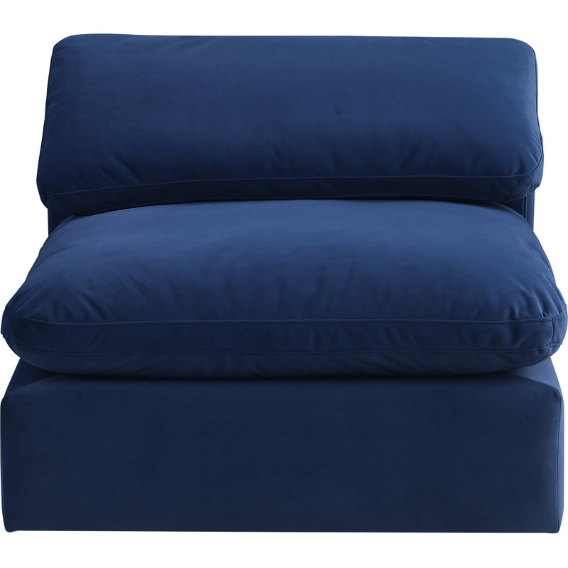Fauteuil l 40 po, Velours bleu marine