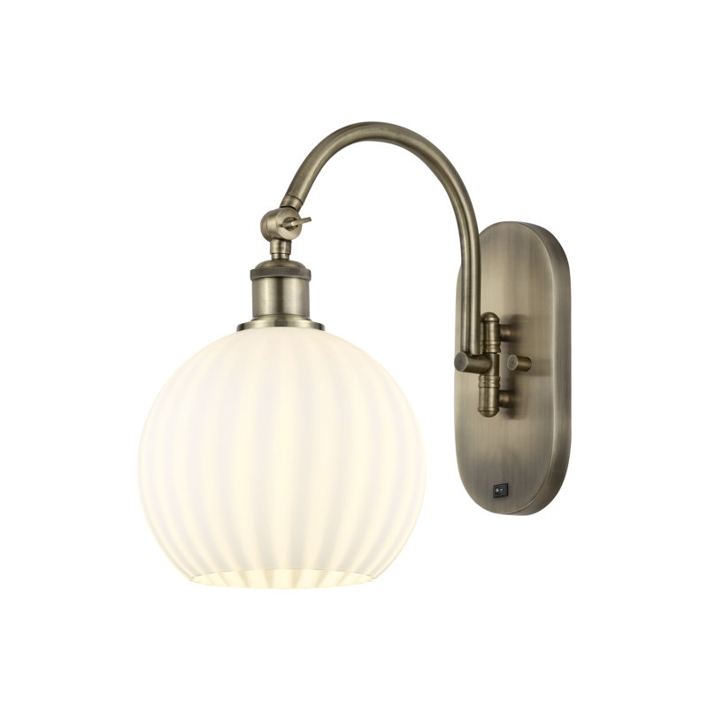 Applique murale 1 lumière Ballston, H 13,5 po x l 8 po x P 13,5 po, Laiton antique