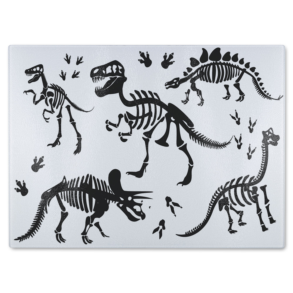 Stylish Dinosaur Silhouettes Designer Glass Chopping Board