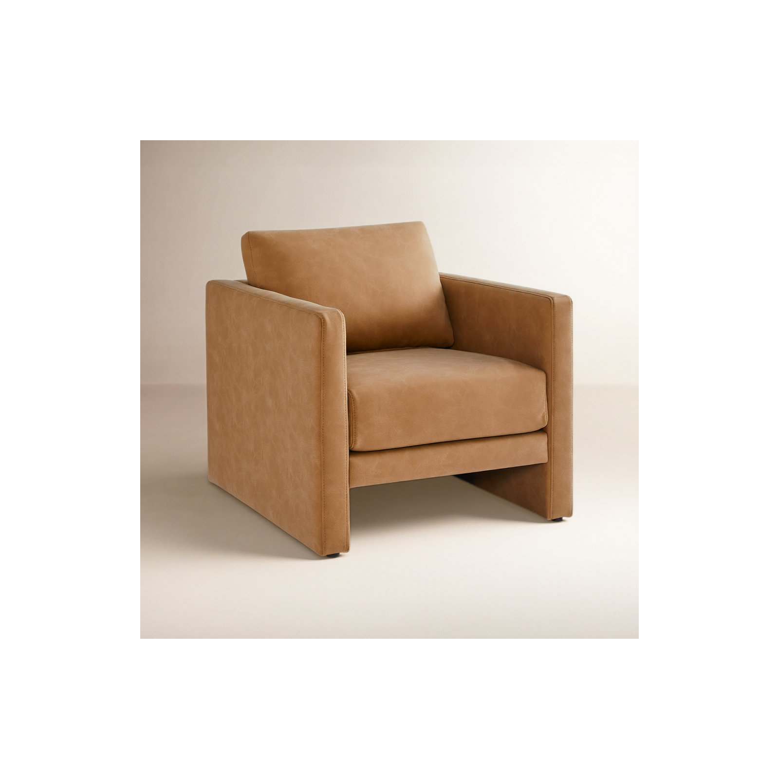 Dayna Vegan Leather Arm Chair, Honey Vegan Leather