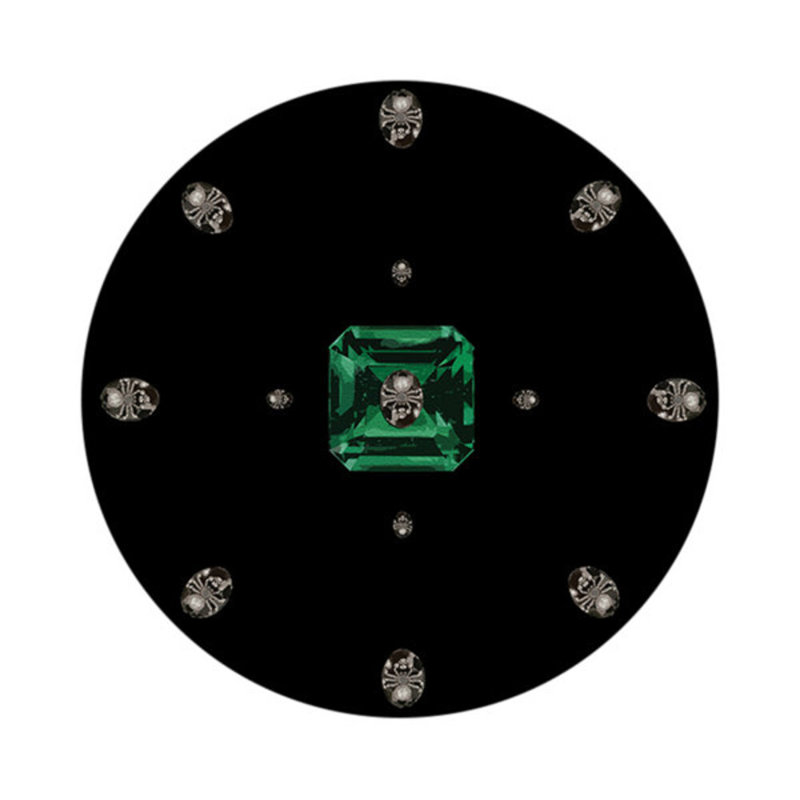 Asscher Vegan Leather Round Pebble Placemat, Black