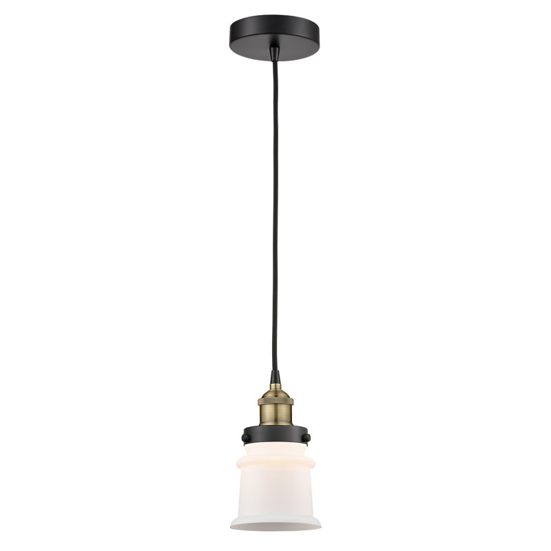 Amiriya 1 - Light Single Drop Pendant Pendant, Matte White, 9.25" H x 5.25" W x 5.25" D, Black Antique Brass