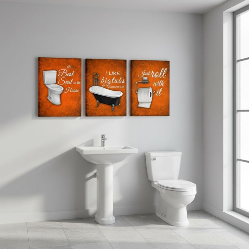 3 Piece Wrapped Canvas Print, Orange