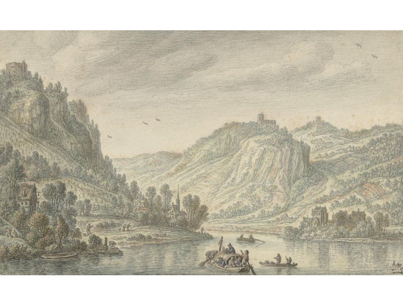«Rhine at the Drachenfels» par Herman Saftleven - Art mural sur toile tendue avec châssis