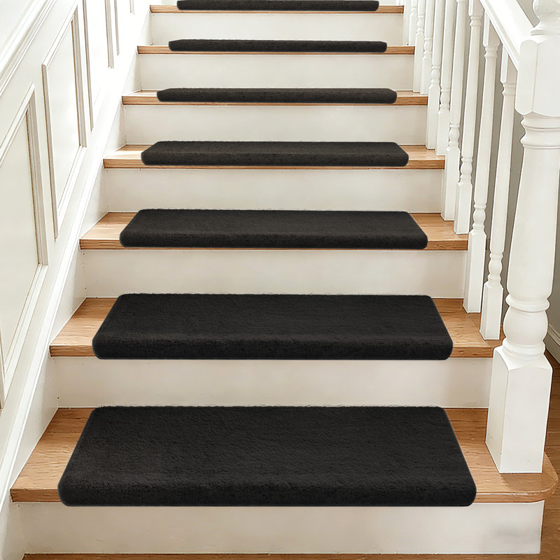 Tapis d'escalier intérieur antidérapant Scarlettrose, Noir, 16
