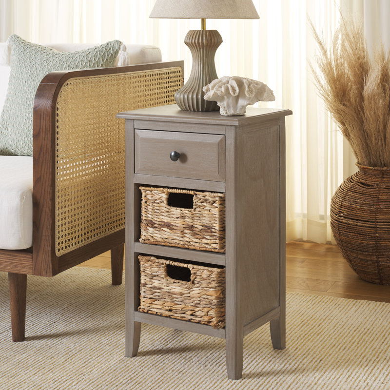 Santa Cruz End Table with Storage, White Washed