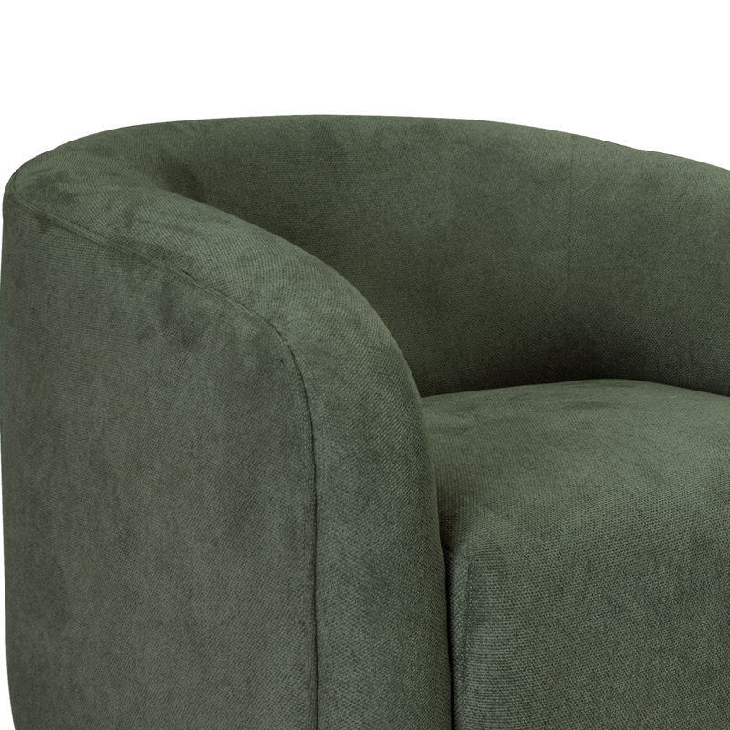 Chaise d'appoint Ino, polyester, coussins en mousse, plateforme en bois massif, Mélange de polyester vert olive