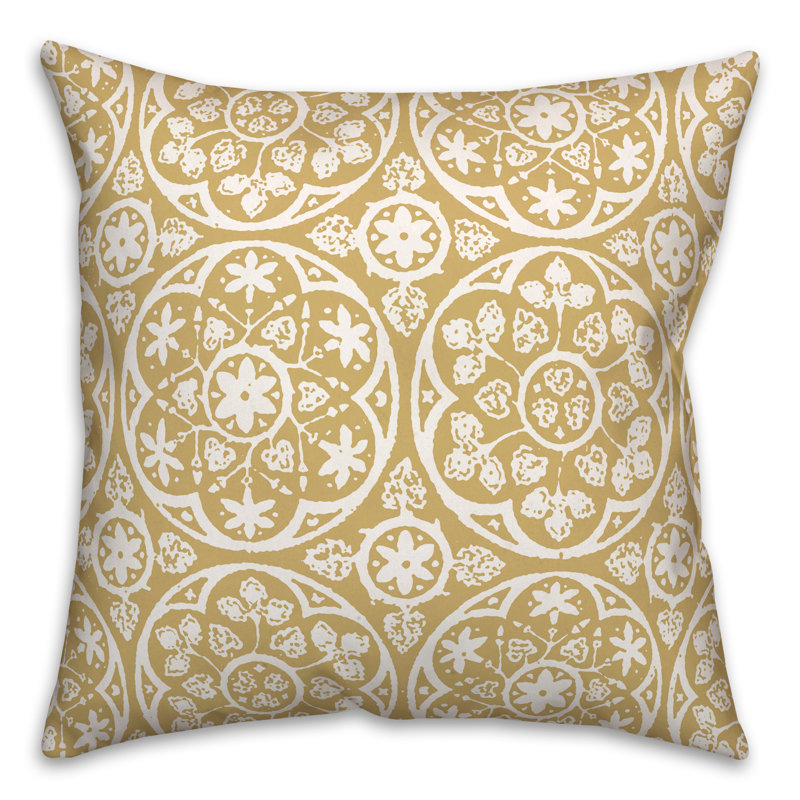 Housse et insert de coussin d'extérieur carré Tile 6, Jaune, 18 po x 18 po