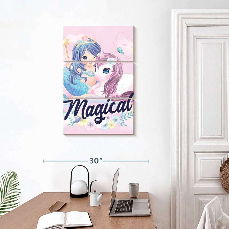 Ashelle sirène et licorne, H 32 po x l 20 po