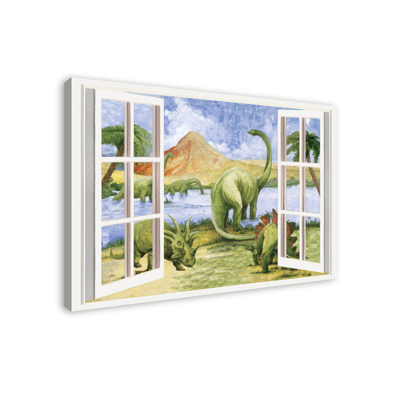 Art sur toile pour fenêtre dinosaure Mccasland, H 32 po x l 48 po x P 1,25 po