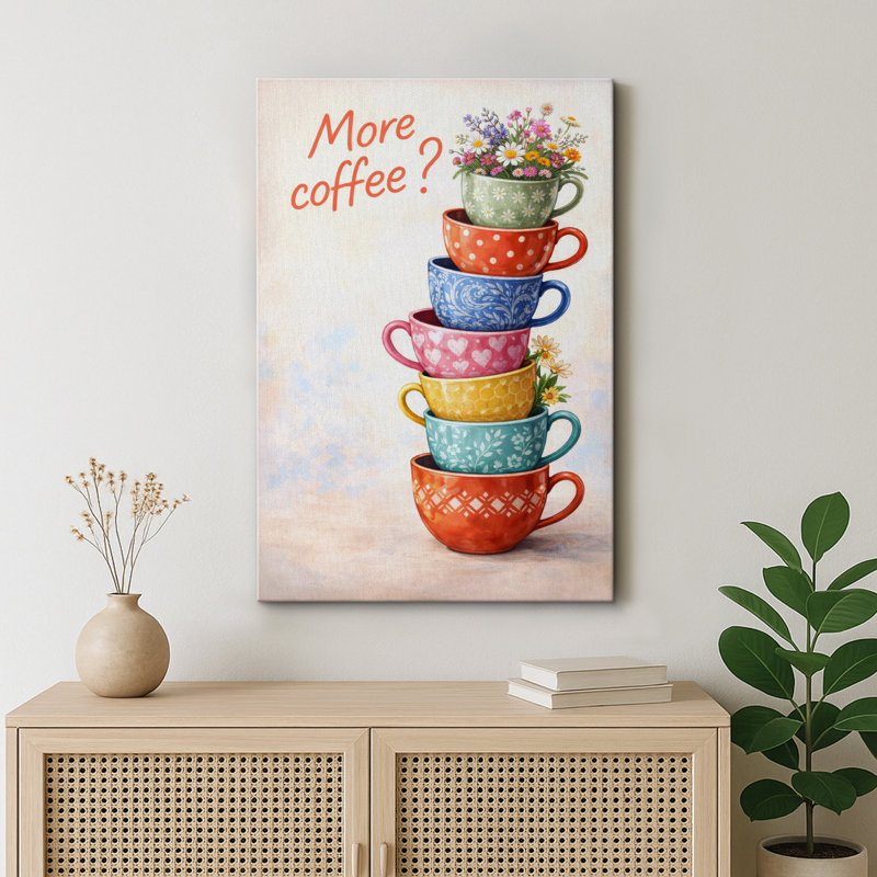 Illustration de citation de tasse de thé colorée et colorée, images de cuisine, impression sur toile encadrée, Toile tendue
