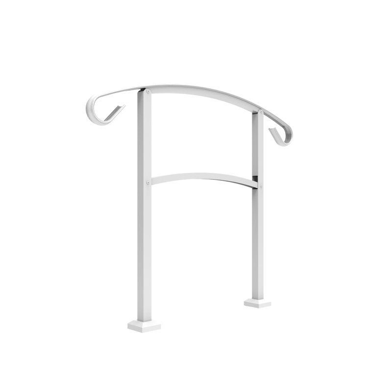 White Aluminum 3-Step Handrail Kit for Porch Stairs