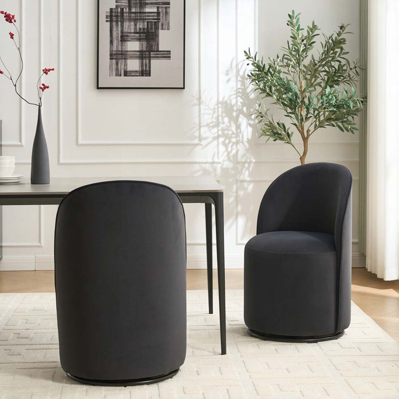 Chaise pivotante en velours 360 degrés, Noir