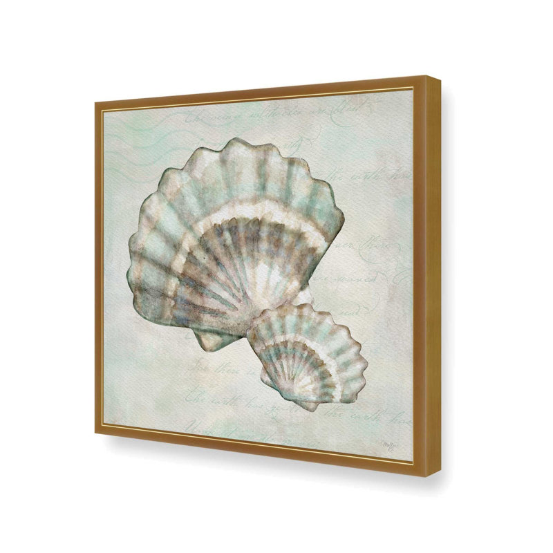 «Seashells I» par Mollie B., reproduction d'art, 36 W x 36 H, Doré, Impression encadrée