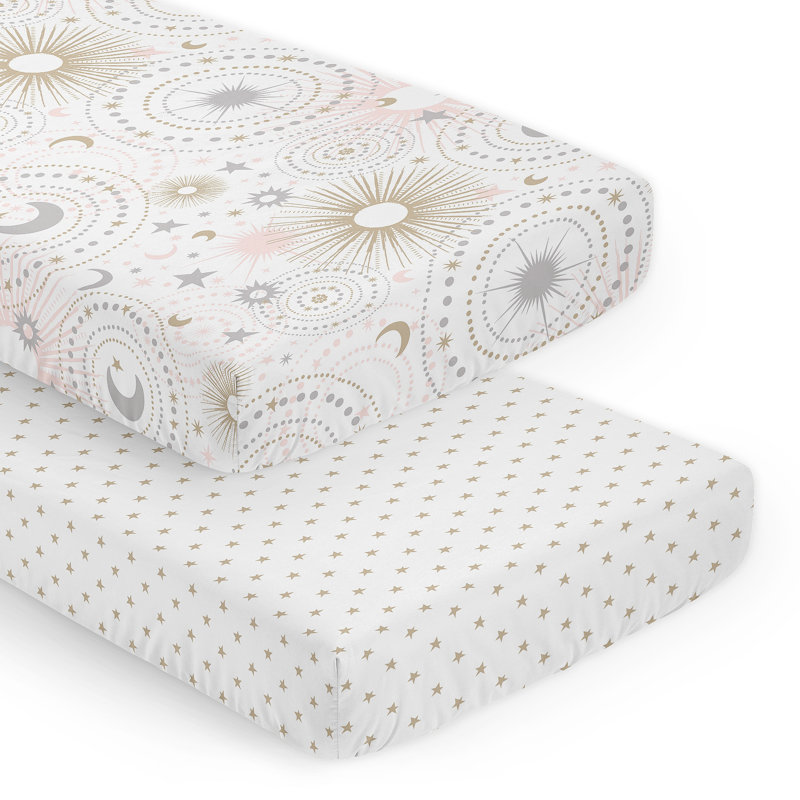 Ensemble de draps 2 pièces céleste rosé / doré / blanc