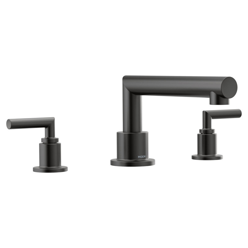 Arris Double Handle Deck Mounted Roman Tub Faucet with Optional Side Spray, Without Side Spray, Matte Black