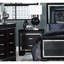 Table de chevet noire avec façade en faux alligator, 2 plateaux de tiroir pour un charme glamour dans l'organisation des tiroirs et des motifs-870958408