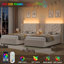 Lit pour enfant avec lumières DEL et rangement, structure de lit plateforme à oreilles rembourrée en velours, silencieux, taille simple-299569054-299569055